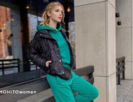 damski dres w stylizacji z czarna kurtką