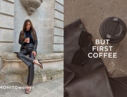 brązowy outfit z eco skóry