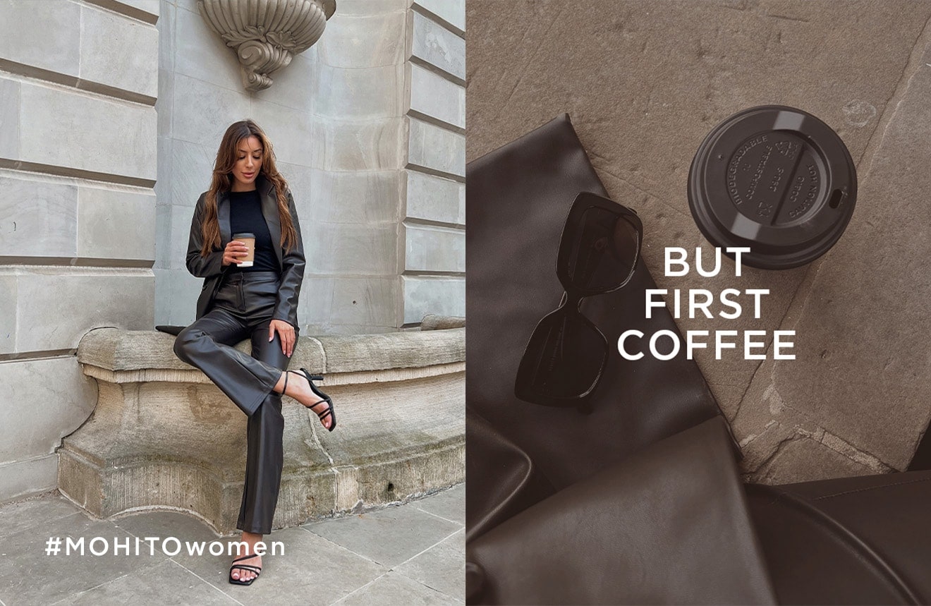 brązowy outfit z eco skóry