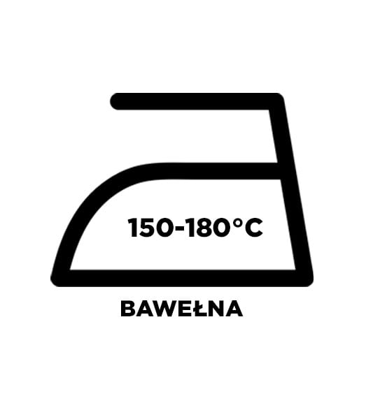 ikona żelazka - przedział temperatury 150-180 stopni Celsjusza