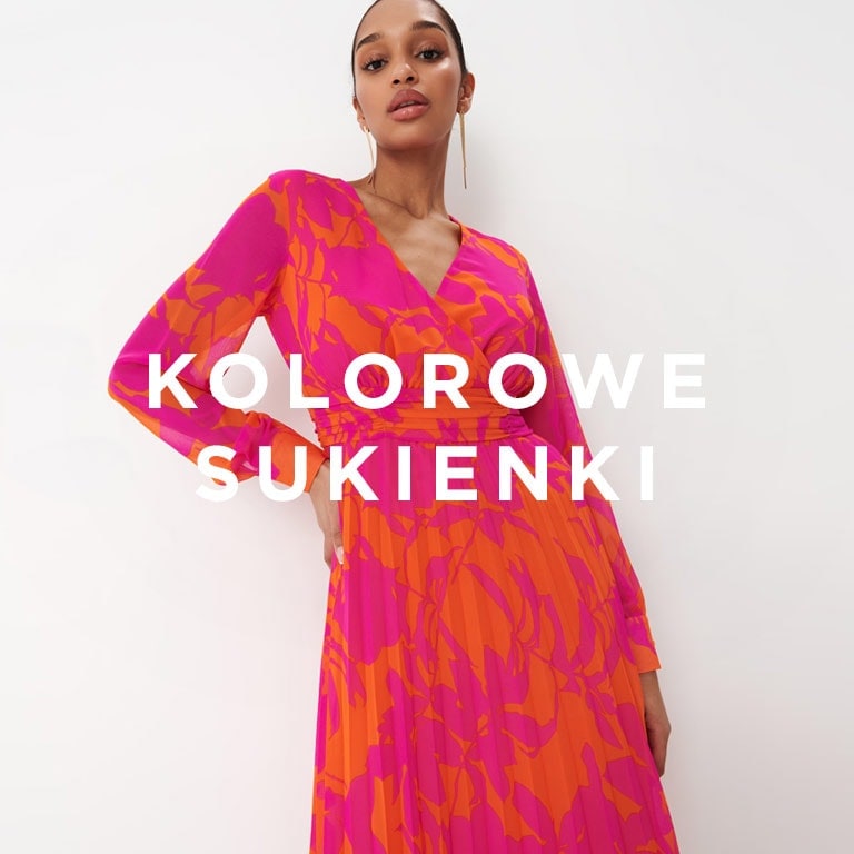 baner do artykułu o kolorowych sukienkach w stylu dopamine colors