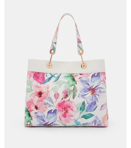 torebka typu shopper w pastelowe kwiaty