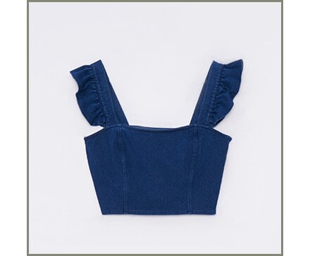 Top din denim bleumarin perfect pentru zilele calde