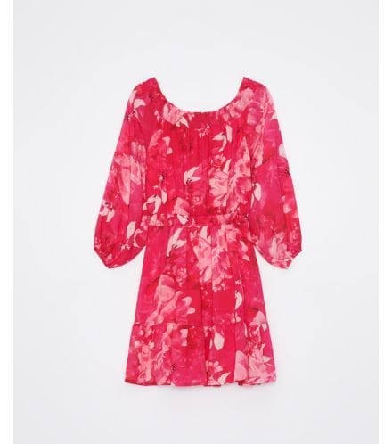 rochie mini cu flori roșii