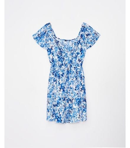 rochie mini cu flori albastre