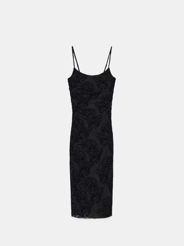 Rochie midi din tricot cu plasă
