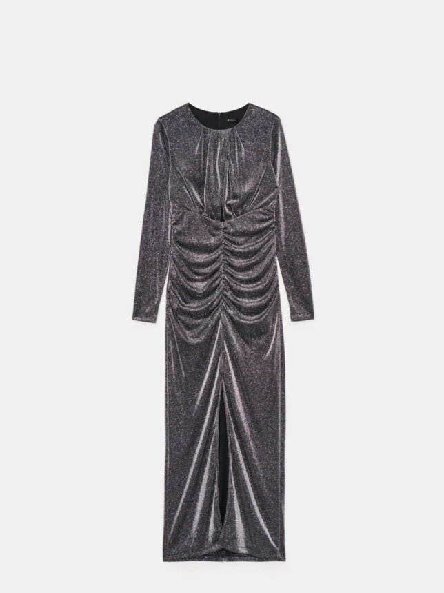 Rochie maxi cu cusătură metalizată