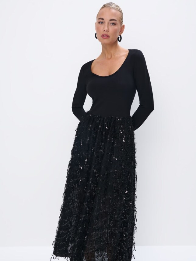 Rochie maxi neagră MOHITO