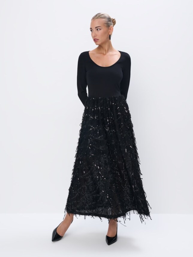 Rochie maxi neagră GLAMOUR