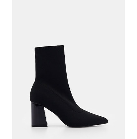 botine negre cu toc larg