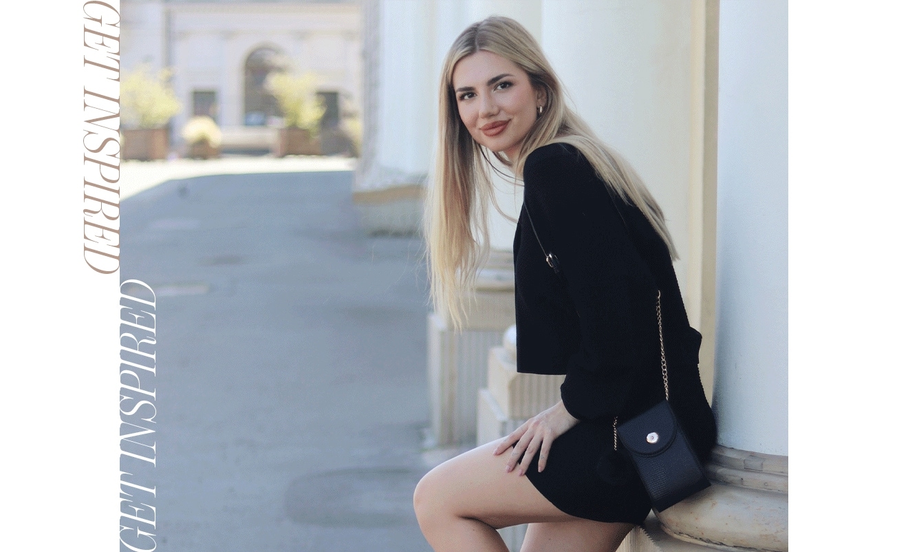 modelka w dzianinowym zestawie - idealny miejski look