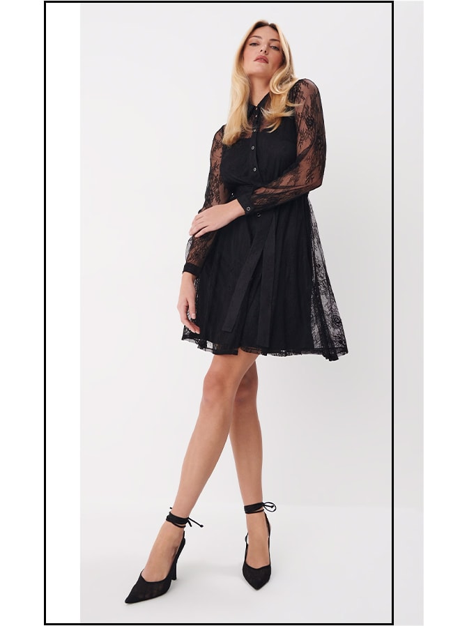 rochie mini din dantela neagra