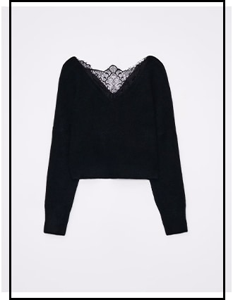 pulover negru cu dantela