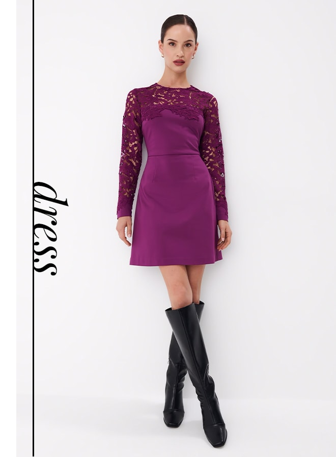 rochie mini mov cu linie A
