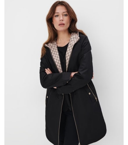 model într-o parka pe două fețe