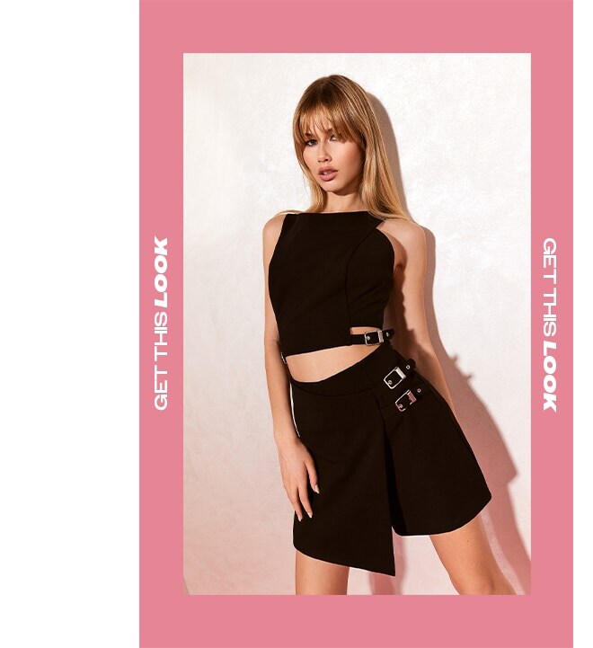 set streetwear - top, fustă și pantaloni scurți
