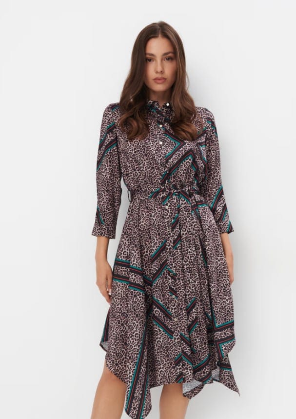 Rochie midi tip cămașă culoare - Multicolor