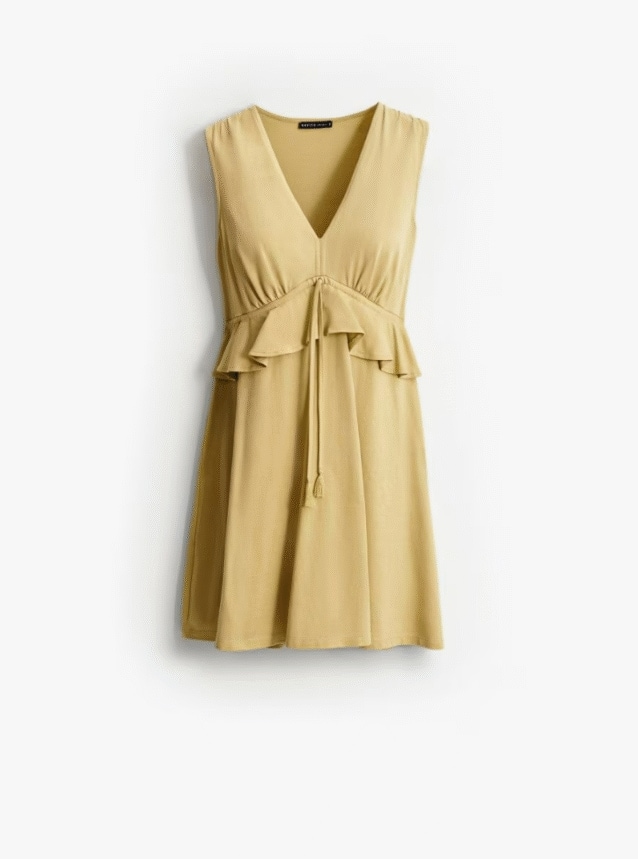 Rochie verde măsliniu din bumbac - rochii de zi cu zi