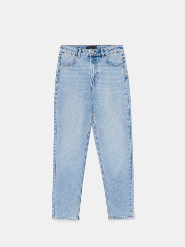 Blugi mom culoare - Albastru  