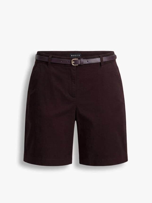 Pantaloni scurți Bermuda maro cu curea