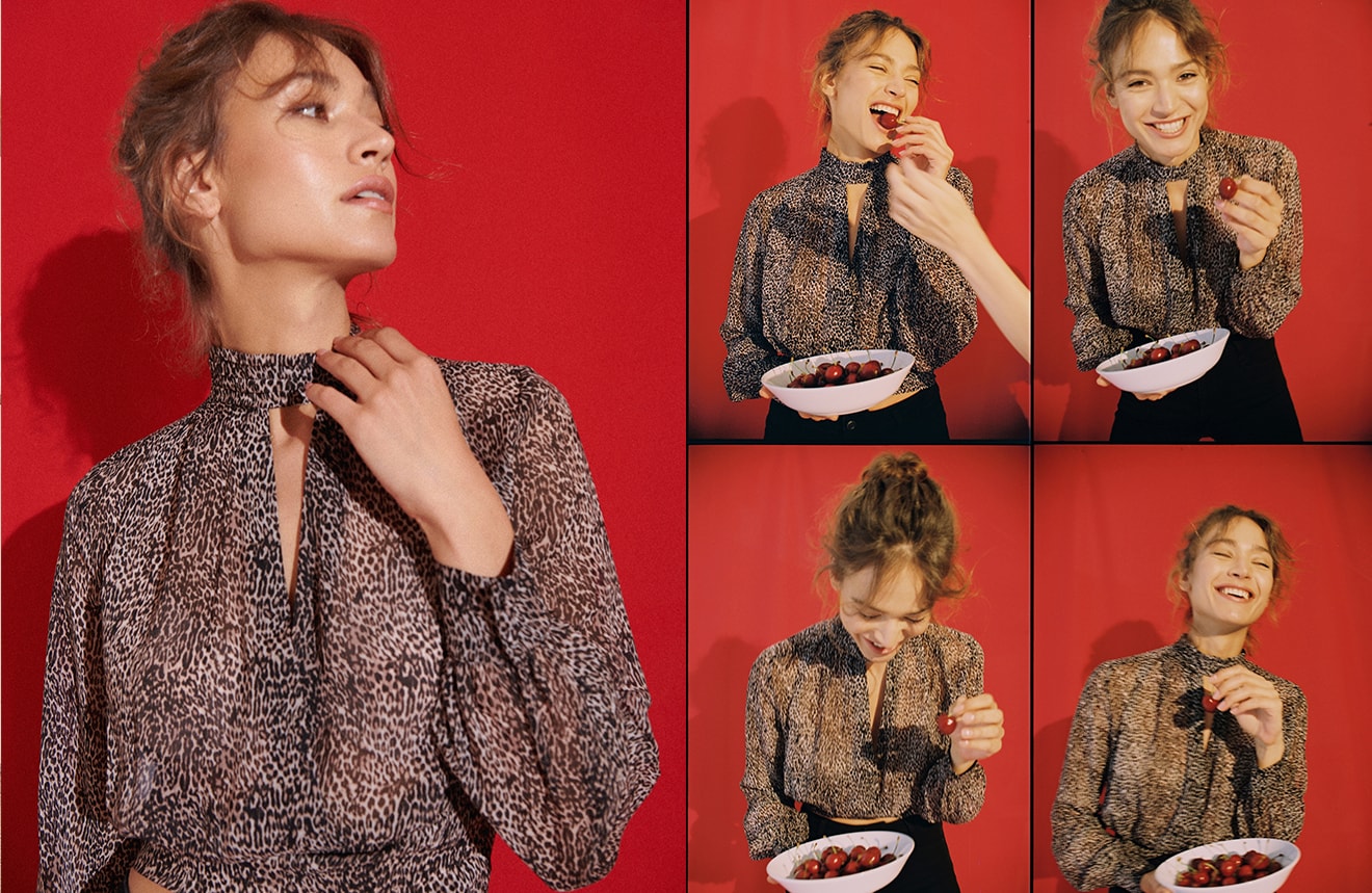 ujęcia kobiety w koszulki w zwierzęce wzory