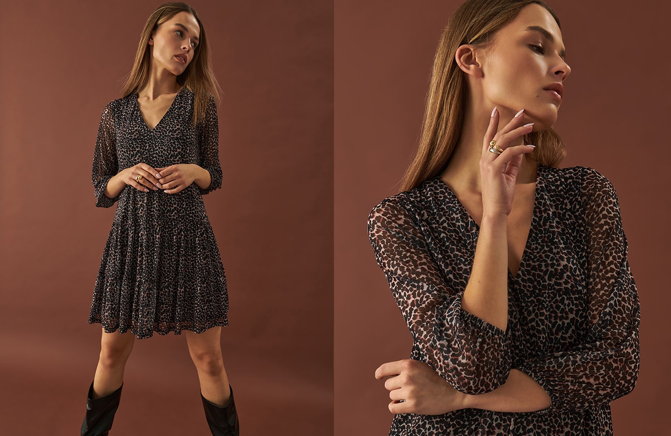 sukienka w panterkę - propozycja dodatków