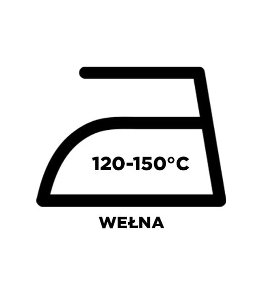 ikona żelazka - przedział temperatury 120 - 150 stopni Celsjusza