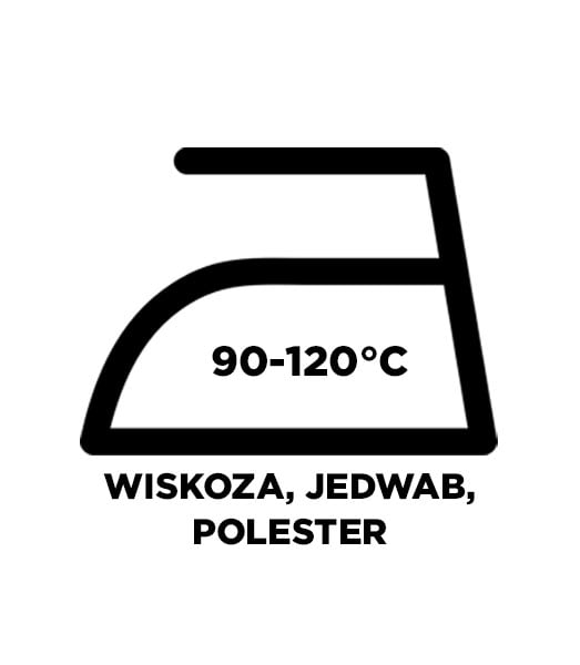 ikona żelazka - przedział temperatury 90 -120 stopni Celsjusza