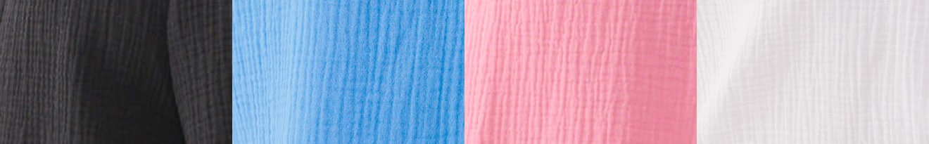 muślin - różne kolory tkaniny - czarny, niebieski, różowy, biały