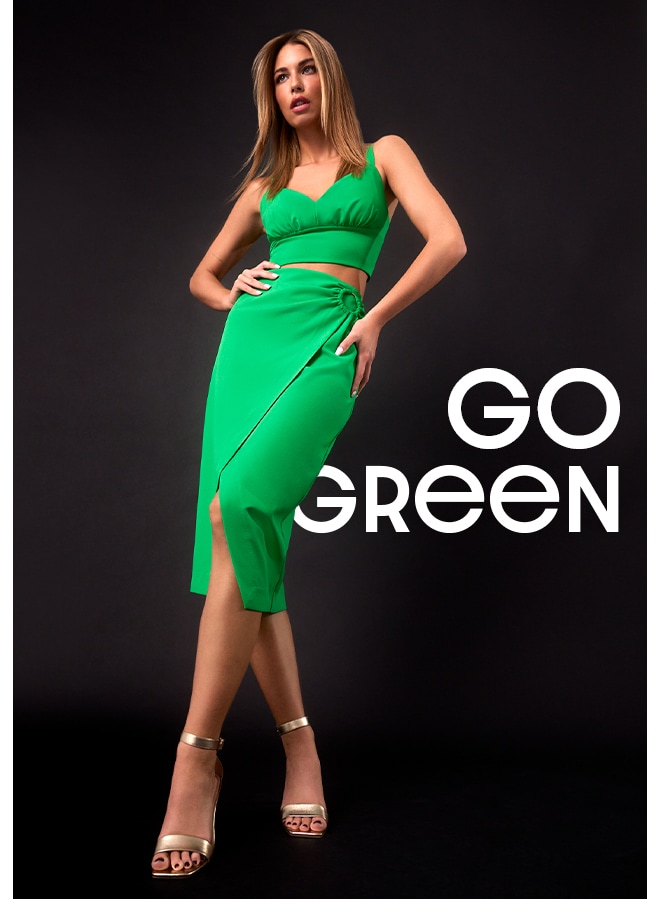 ultrakobiecy set, czyli zielony top i dopasowana spódnica midi