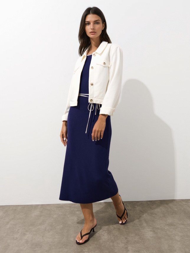 Rochie midi mulată Bleu marin