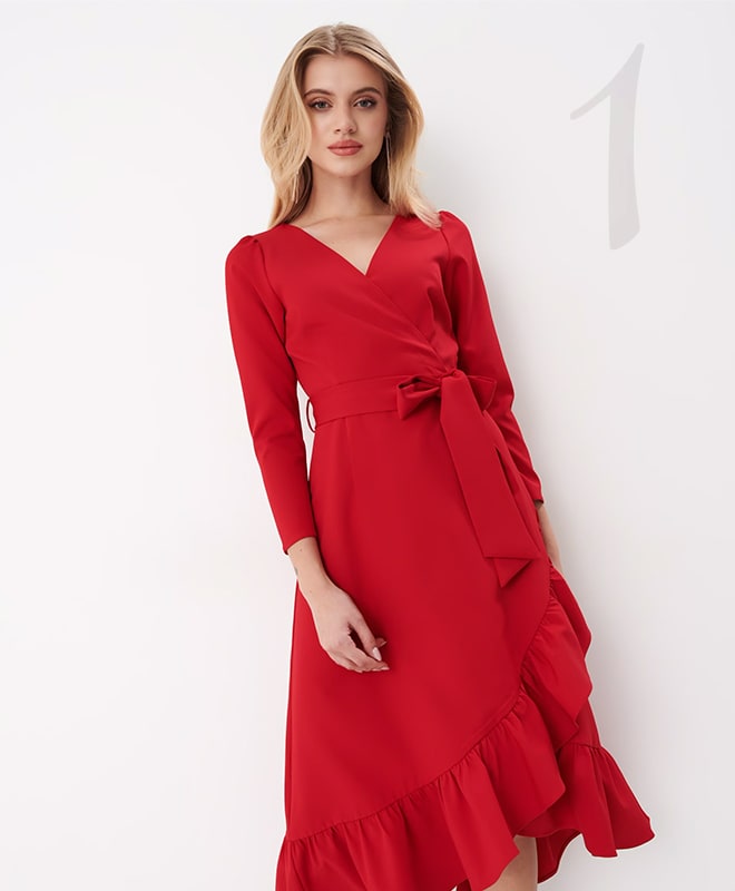 sukienki czerwone to hit na święta - postaw na kreacją z falbnami