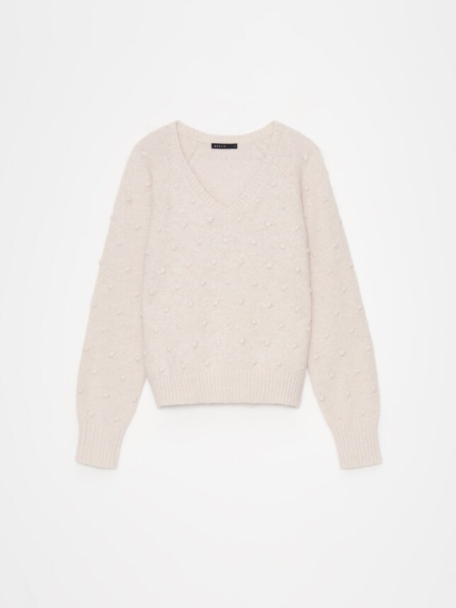 pulover de dama supradimensionat crem pentru sezonul toamna-iarna 2024-2025