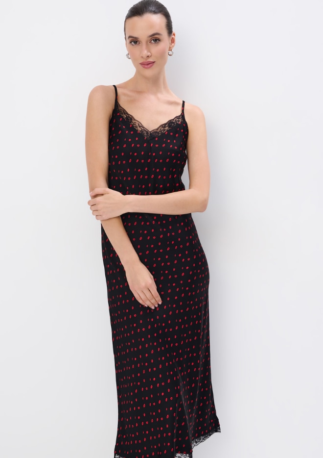 wzorzysta sukienka midi z wiskozy