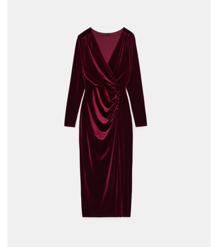 welurowa bordowa sukienka midi