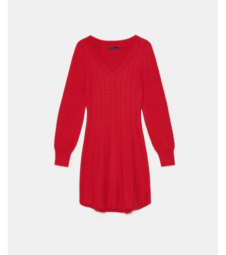 czerwona swetrowa sukienka mini
