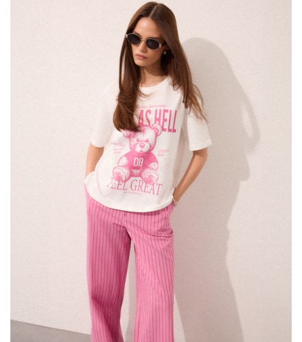 bawełniany t-shirt z nadrukiem misia