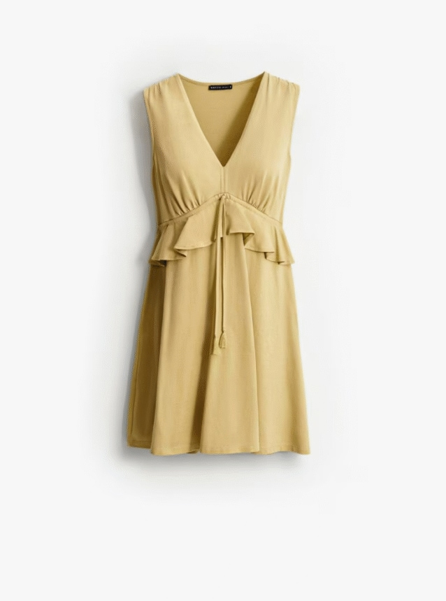 Bawełniana sukienka w oliwkowym kolorze - sukienki na co dzień