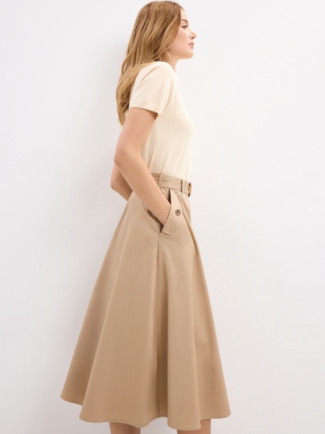 Index: 236IR-08X
evazat
model midi
două buzunare laterale
închidere cu fermoar și copci
97% bumbac