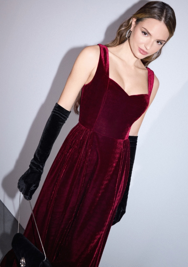 welurowa sukienka maxi studniówka 2026