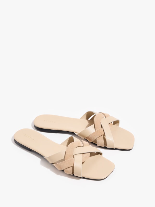 Beżowe damskie klapki damskie