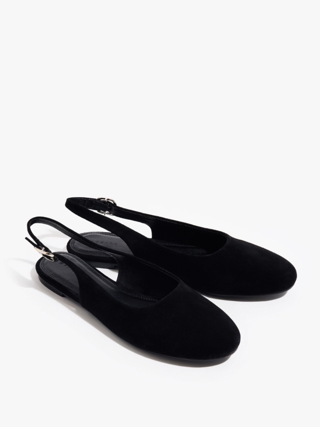 czarne balerin bez pięt