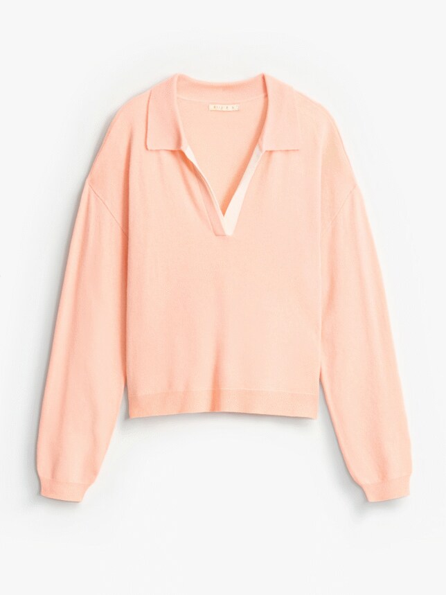 Sweterek polo kolor łososiowy