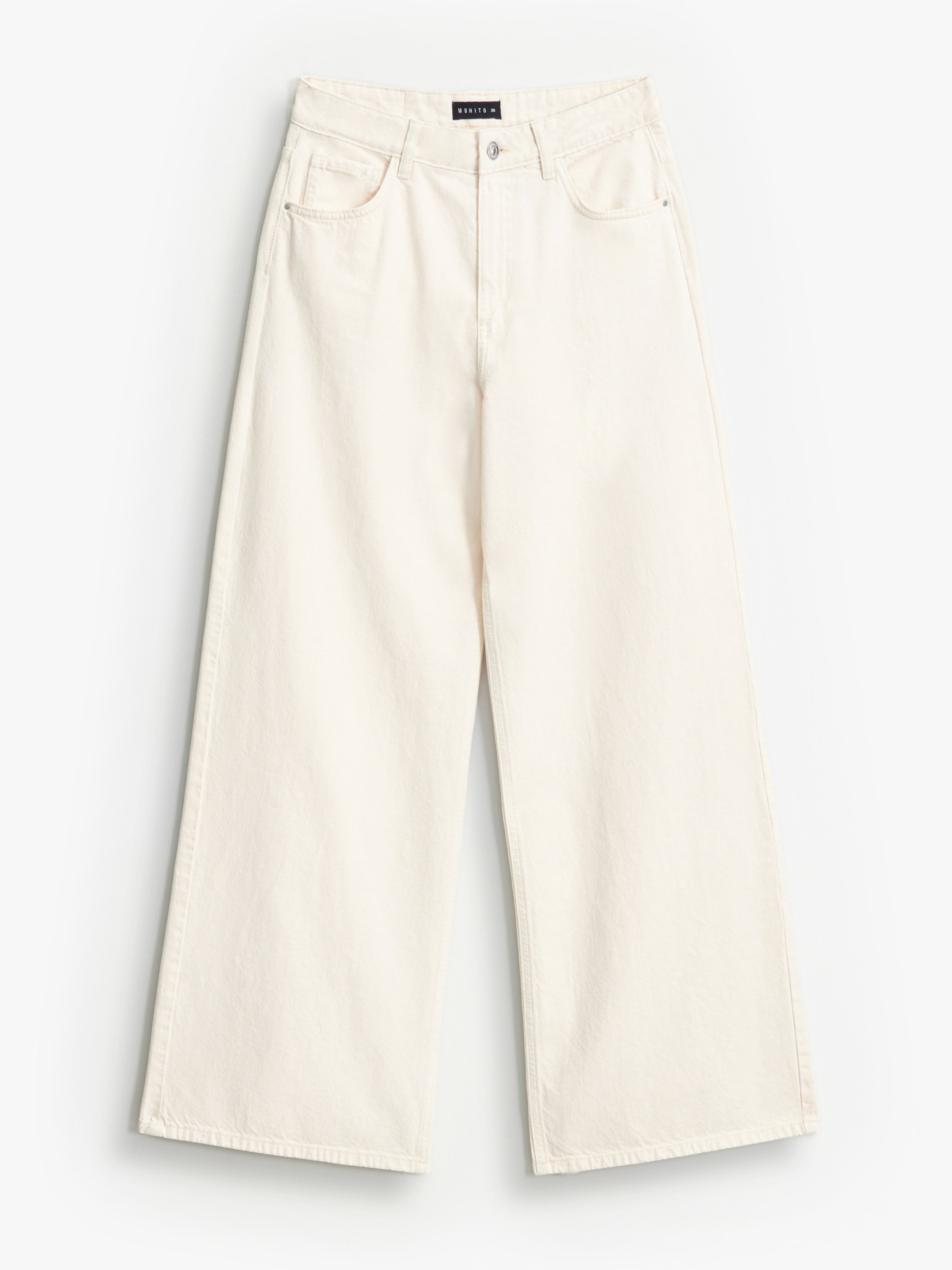 Kremowe, szerokie spodnie damskie old money