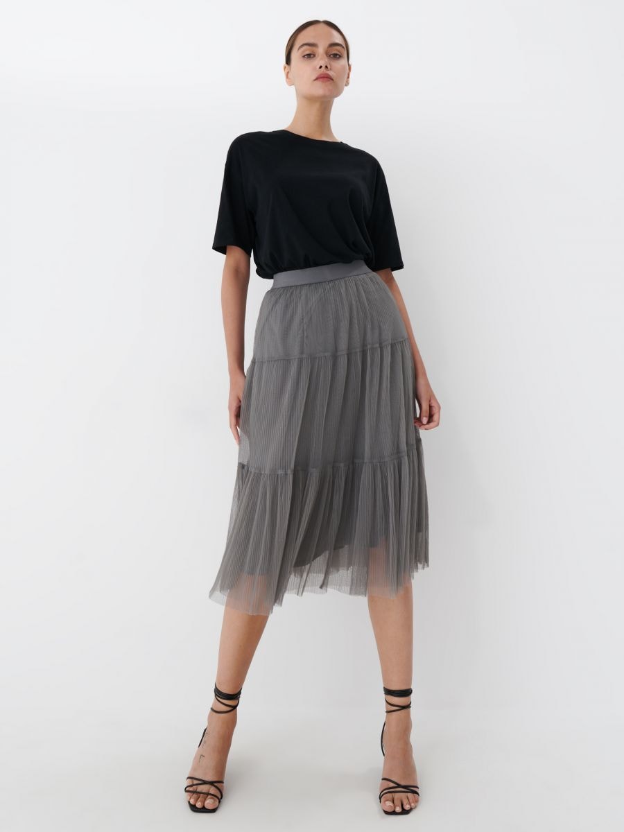 light grey skirt