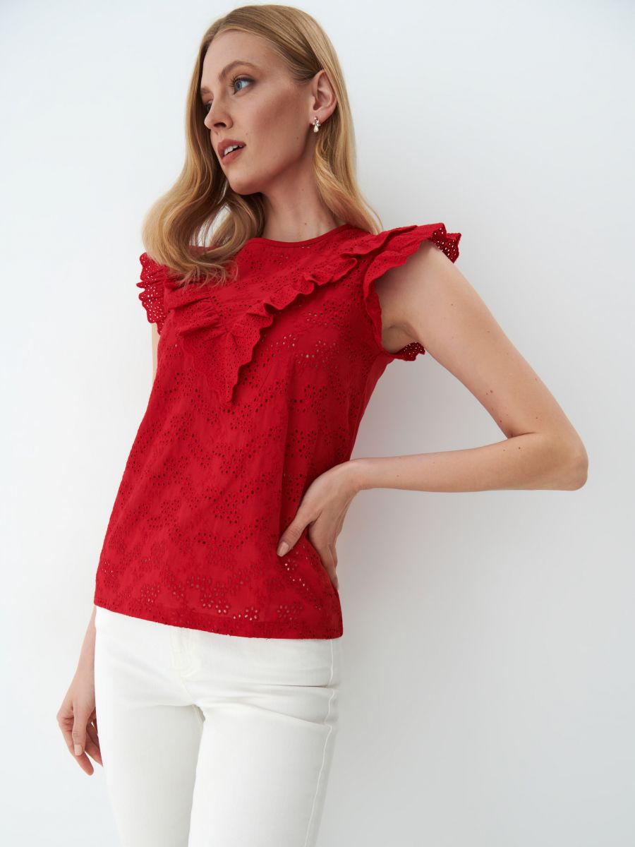 Broderie anglaise blouse, MOHITO, 4655N-33X