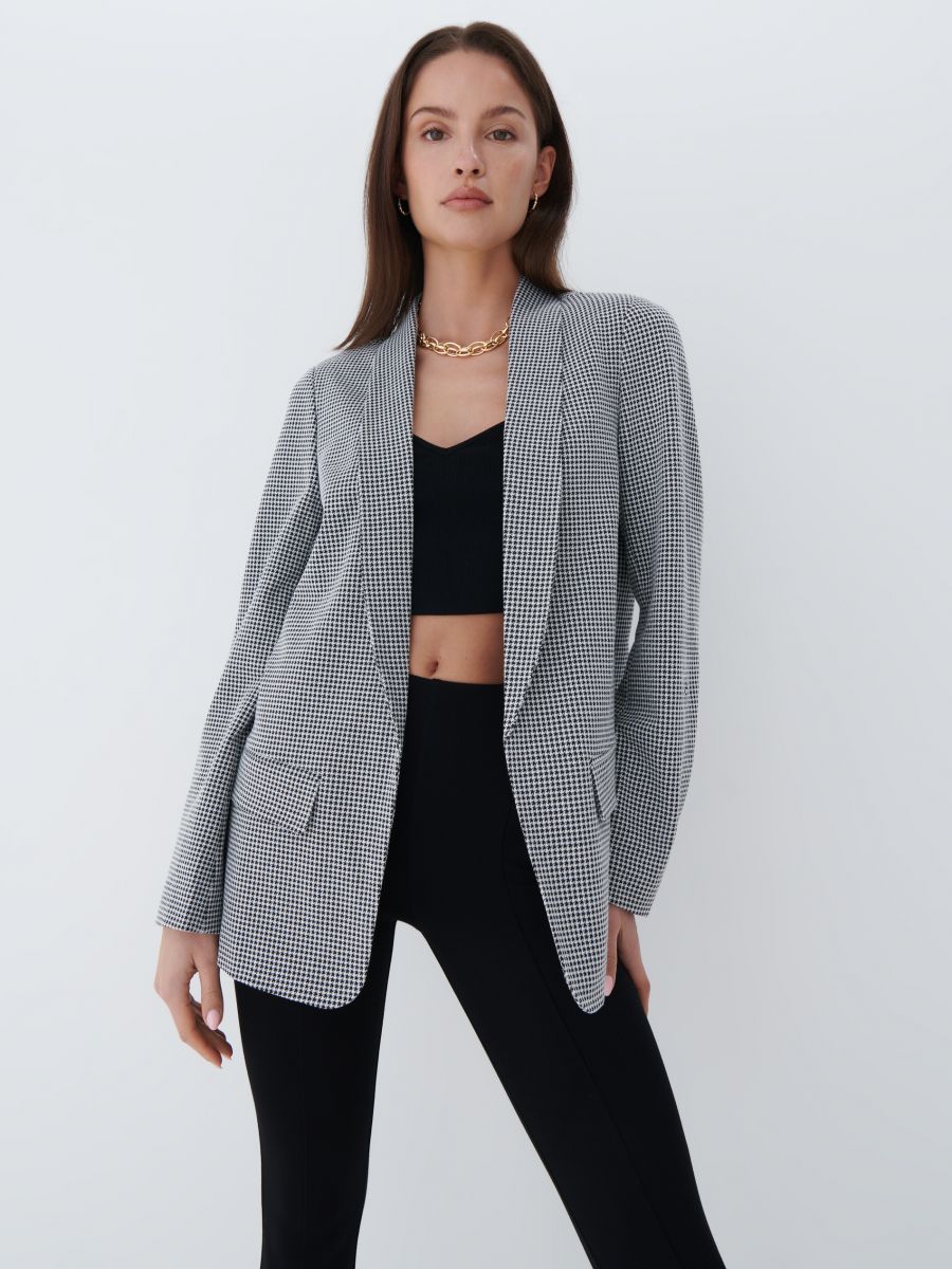 dark grey check blazer