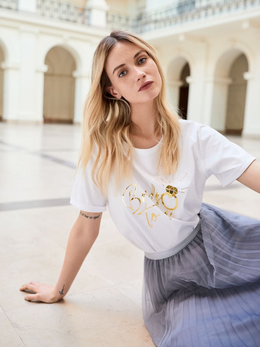 Cotton T-shirt BRIDE TO BE, MOHITO 