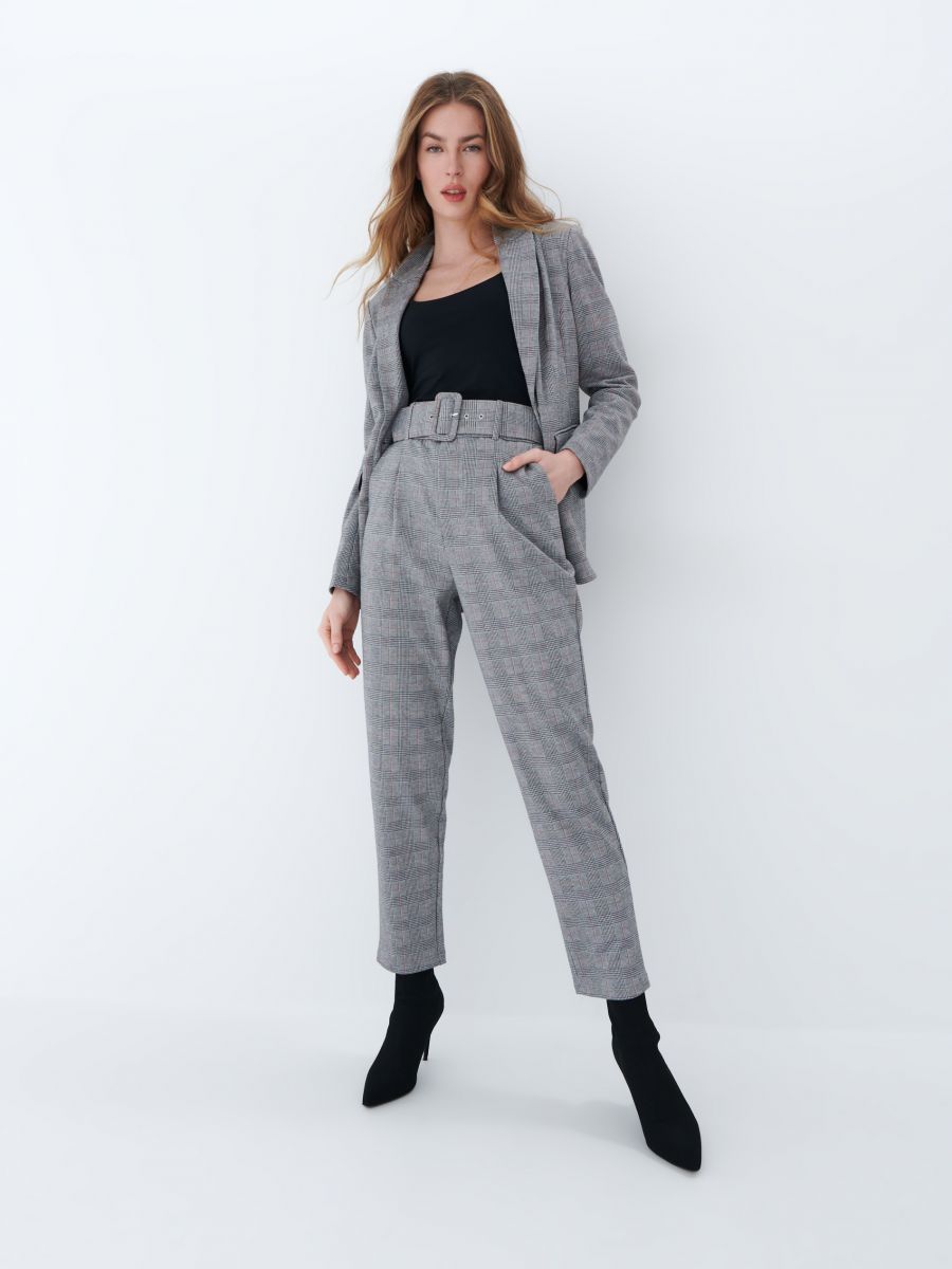 Checked cigarette trousers, MOHITO 