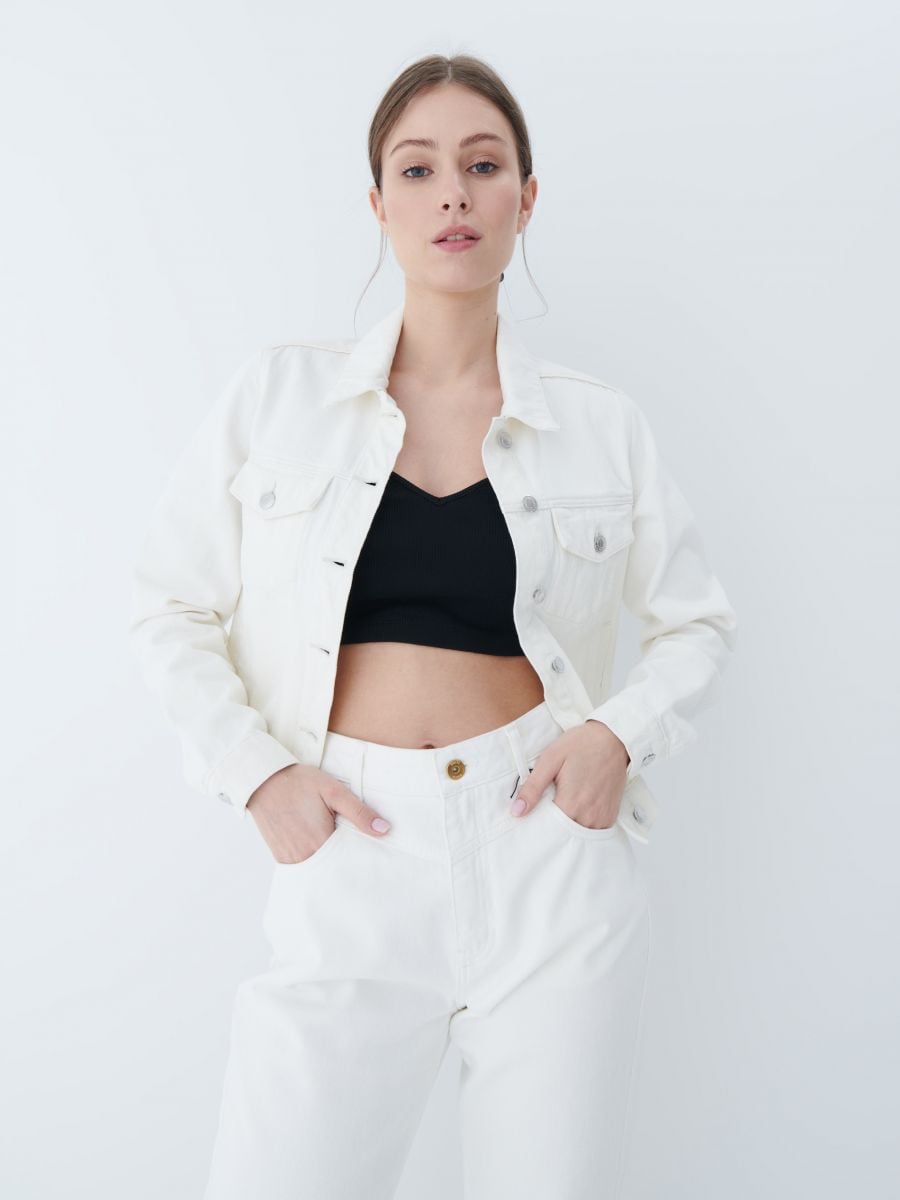 white denim jacket topshop